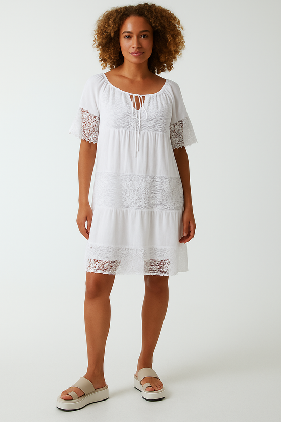 Bardot Lace Midi Dress White