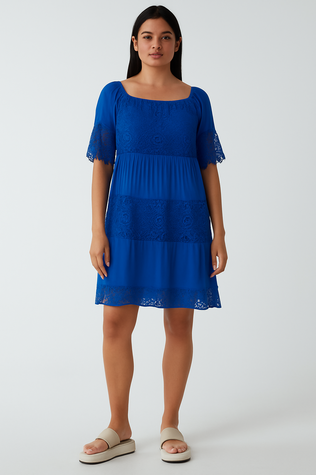 Bardot Lace Midi Dress Royal Blue