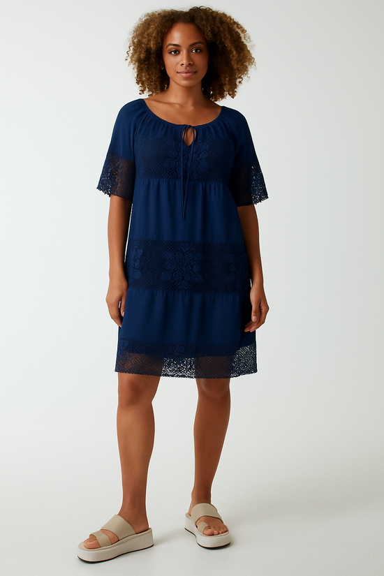 Bardot Lace Midi Dress Navy