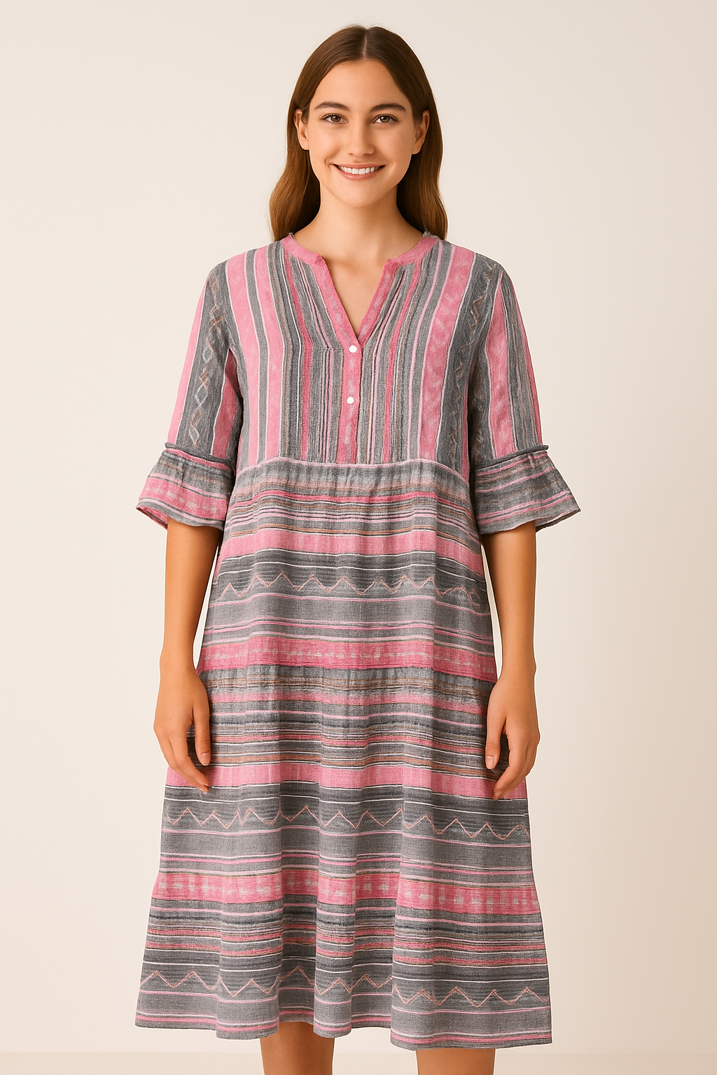 Pink/Grey Aztec Dress