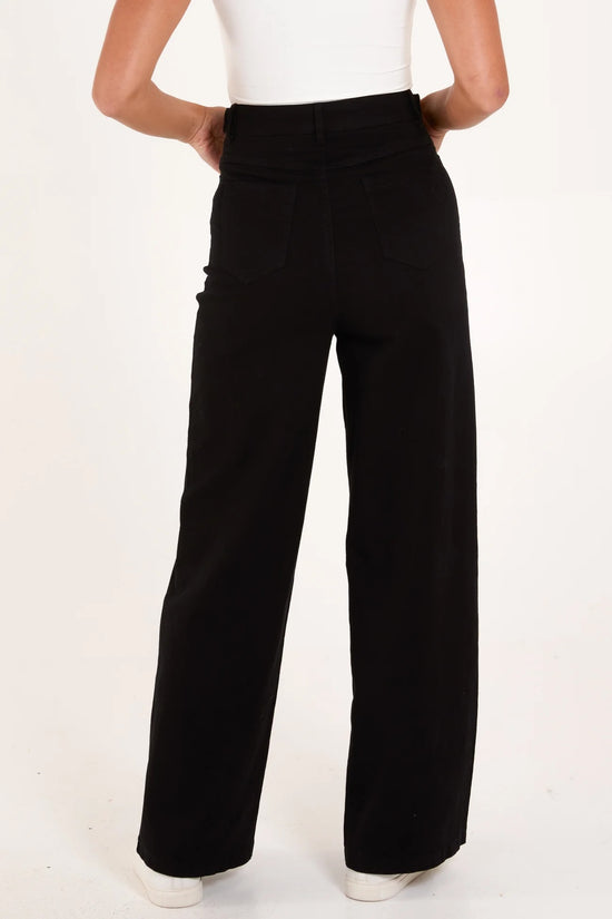 Wide Leg Women's Jeans - Black