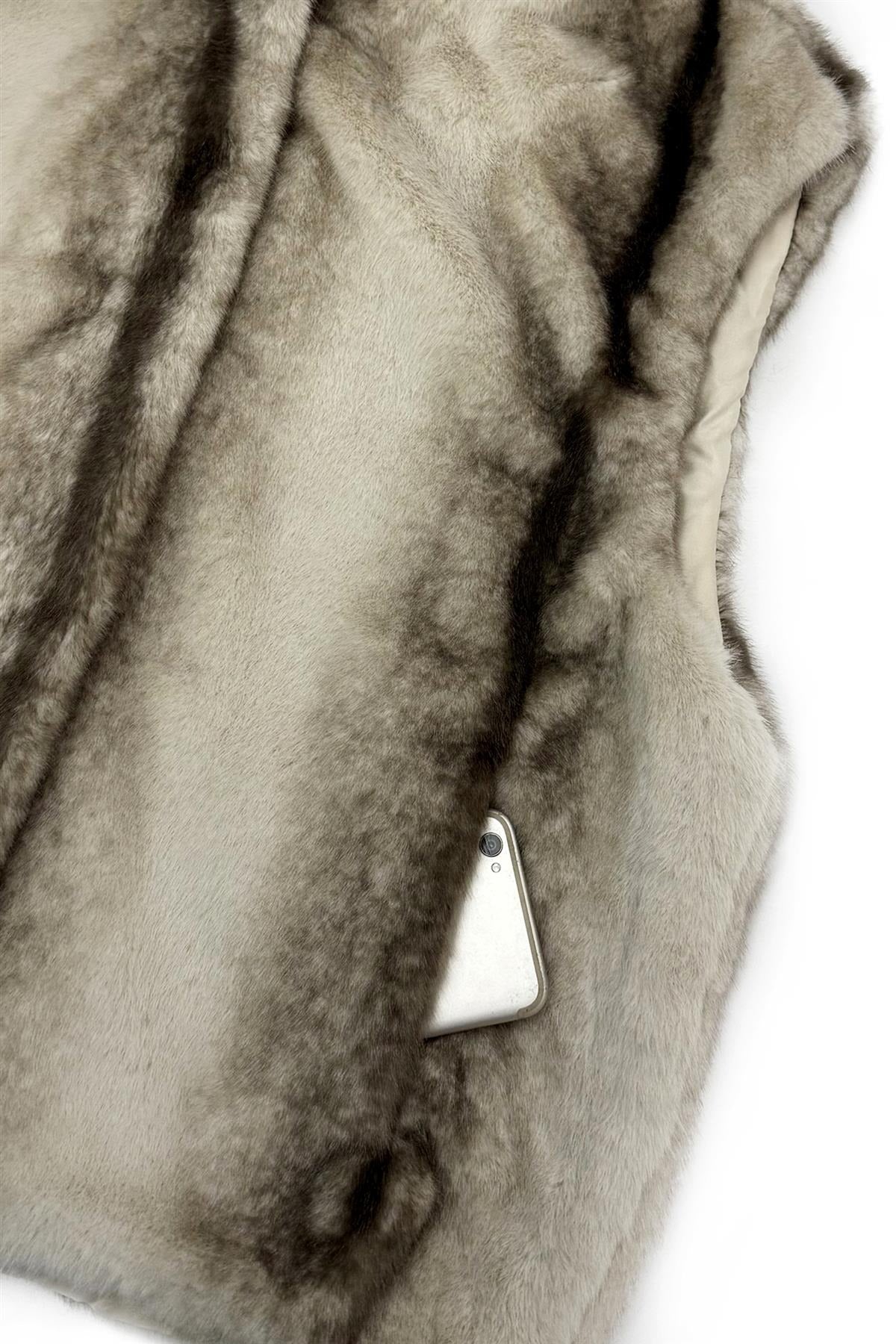 Luxe Faux Fur Hooded Gilet - Chocolate/Cream