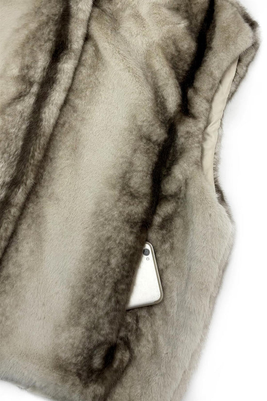 Luxe Faux Fur Hooded Gilet - Chocolate/Cream