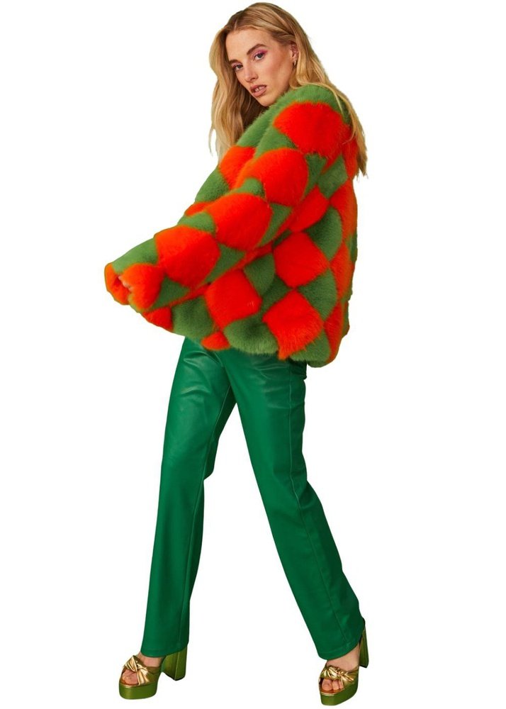 Jayley Delilah Luxurious Diamond Faux Fur Jacket Jayley