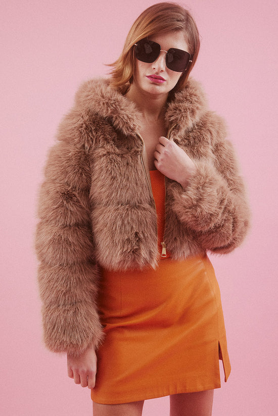 FMBHJ495A-09 - Handmade Bamboo Lyocell Faux Fur Hoodie Jacket