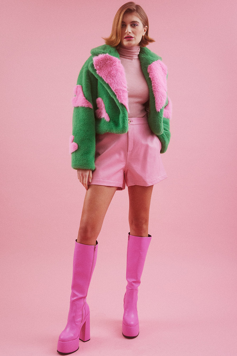 FMLHCT695A-07L - Handmade Flower Bamboo Lyocell Faux Fur Jacket