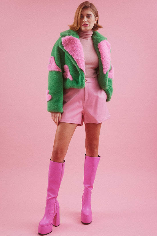 FMLHCT695A-07L - Handmade Flower Bamboo Lyocell Faux Fur Jacket