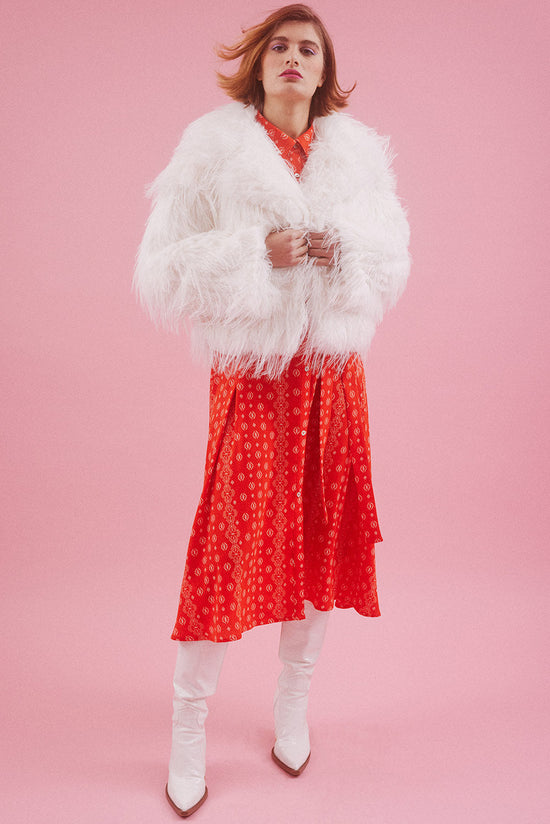 KNCHJ615A-02 - Knitted Bamboo Faux Mongolian Fur Jacket