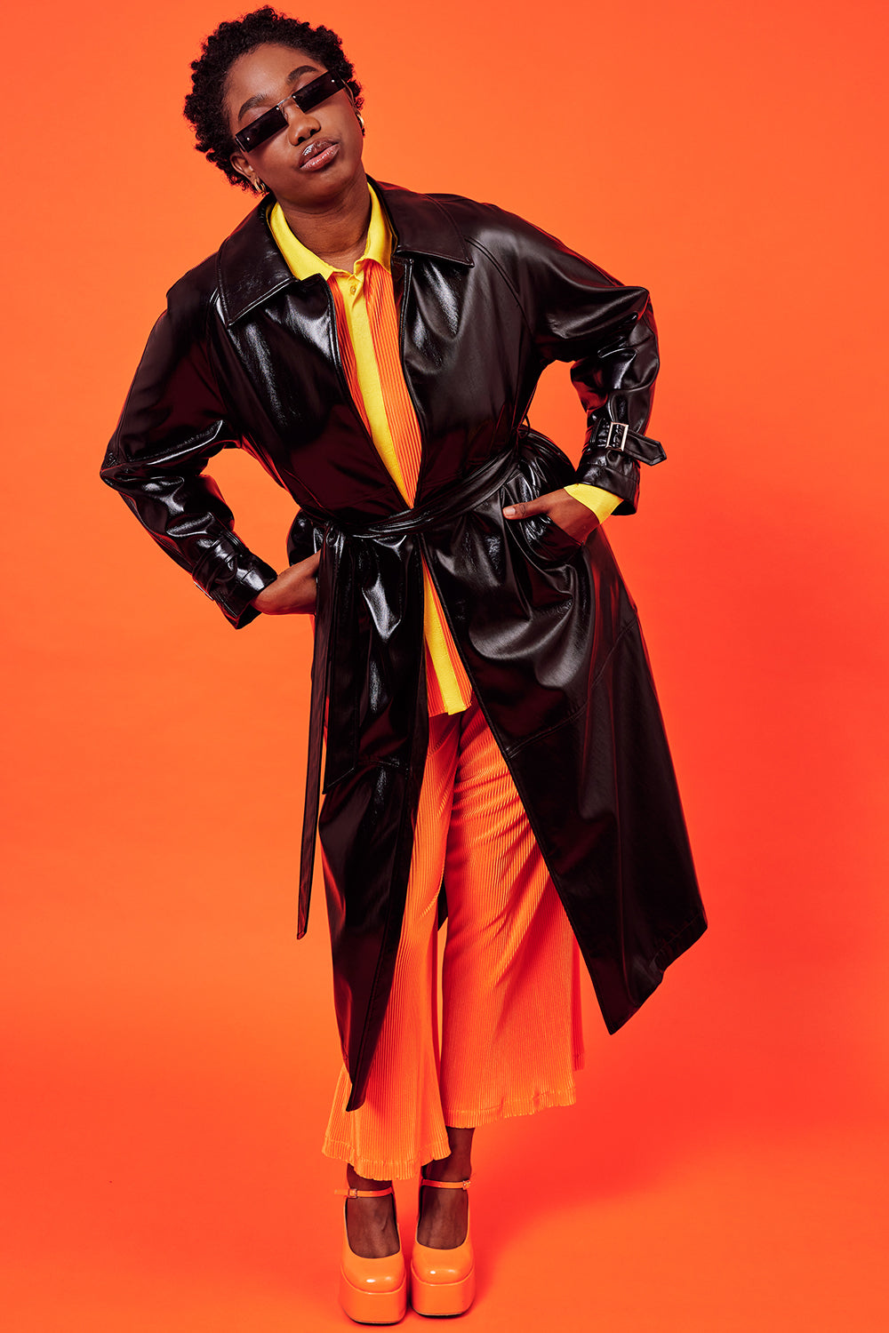 SUATR695A-01 - Eco Metallic  Maxi Trench Coat