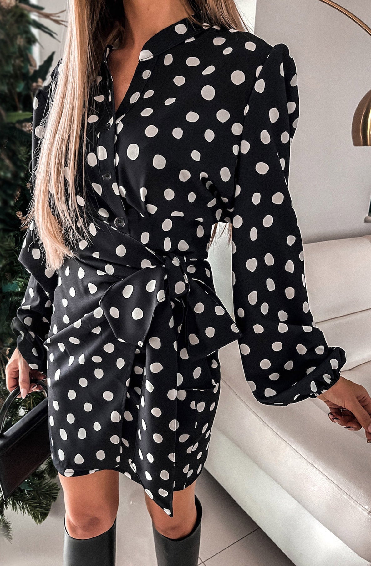 Deborah Polka Dot Wrap Mini Dress
