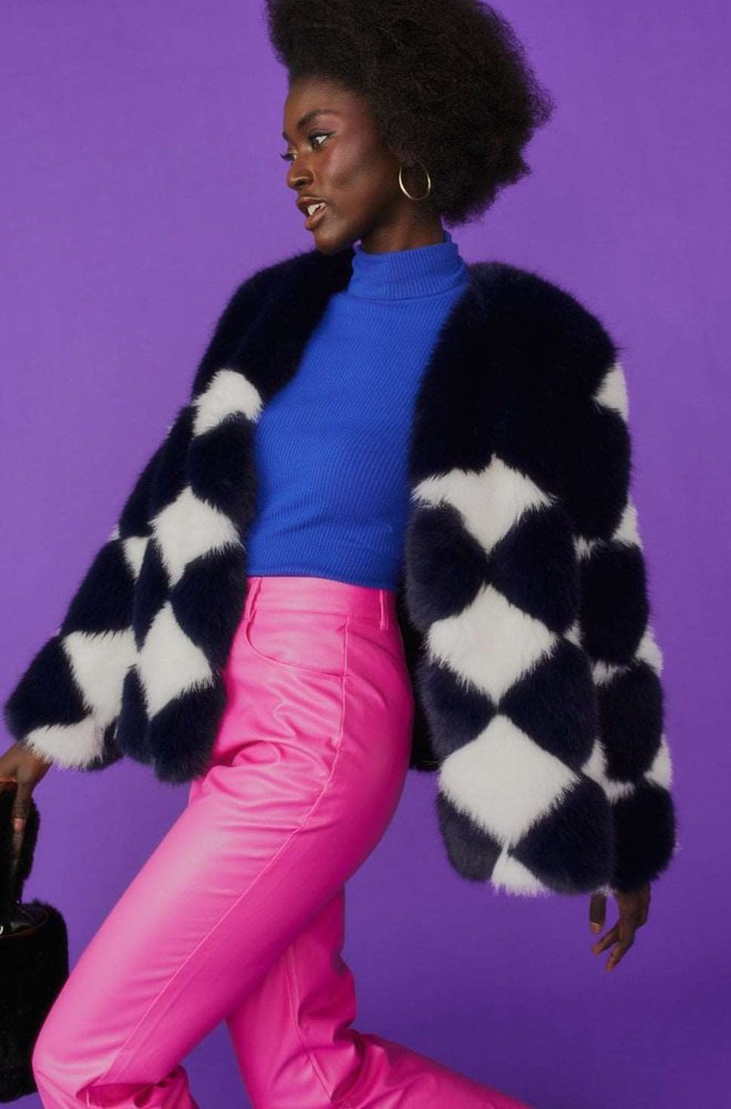 Jayley Delilah Diamond Luxurious Faux Fur Women's Coat Jayley