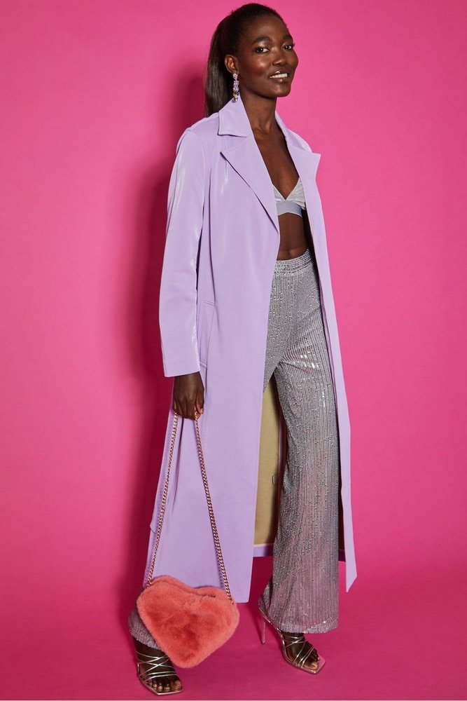 Jayley Lyra Faux Suede Maxi Trench Coat made from Banana Peel - style-heaven